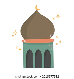hand drawn mosque colorful cute illustration