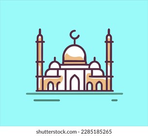 Hand Drawn mosque Vector Illustration. Mosque sketch art illustration on white Background.