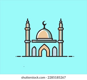 Hand Drawn mosque Vector Illustration. Mosque sketch art illustration on white Background.