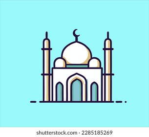 Hand Drawn mosque Vector Illustration. Mosque sketch art illustration on white Background.
