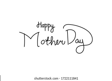 Hand drawn Mothers day lettering card isolated on white background