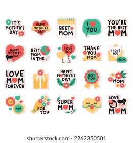 Hand drawn mother's day stickers