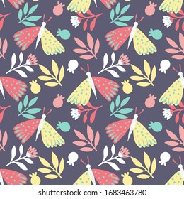 Metas dibujadas a mano con flores, vectorial sin fisuras