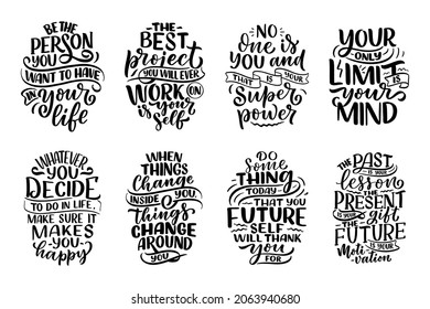 Hand drawn motivation lettering quote in modern calligraphy style. Inspiration slogan for print and poster design. Vector illustration