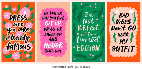 Hand drawn motivational quotes to keep inspired for success, lettering posters, stories. Phrases for business goals, personal growth, life coach. Perfect for prints, wall art and social media