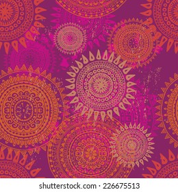 Hand drawn  motley endless ethnic seamless pattern.  All objects are conveniently grouped  and are easily editable.