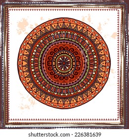 Hand drawn  motley mandala.  All objects are conveniently grouped  and are easily editable.