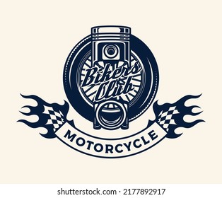 Hand Drawn Motorcycle Club Logo Badge
