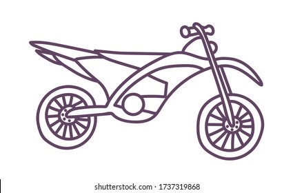 Hand drawn motorcycle. Cute doodle on white background.