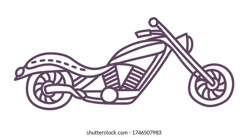 Hand drawn motorcycle. Cute doodle on white background.