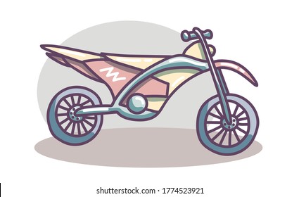 Hand drawn motorcycle. Cute doodle on white background.