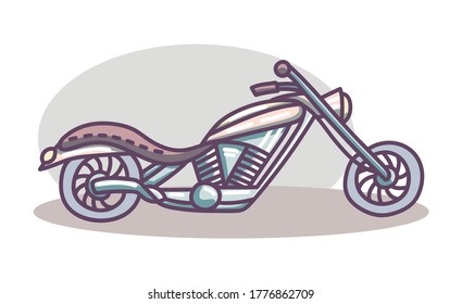 Hand drawn motorcycle. Cute doodle on white background.