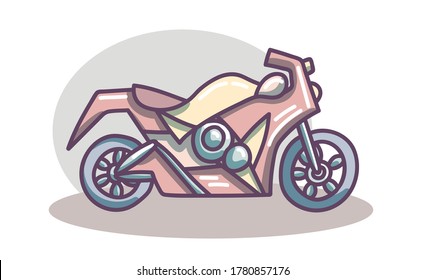 Hand drawn motorcycle. Cute doodle on white background.