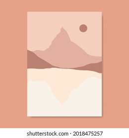 Hand drawn mountain abstract poster background illustration for wall decoration vector