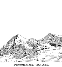 Hand drawn mountain backgrounds, vector illustration