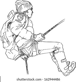 hand drawn mountain climber