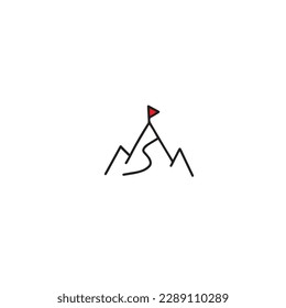 Hand drawn a mountain icon isolated on white background,vector illustration eps10