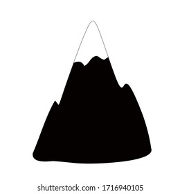 hand drawn mountain illustration with flag on top doodle style vector isolated