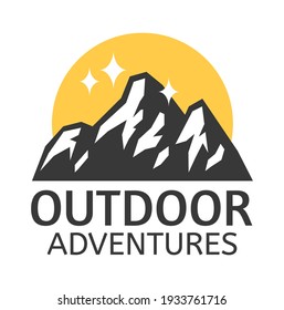 Hand Drawn Mountain Isolated. Vector Illustration Ski Resort Logo. Drawing Camping Element Winter Landscape