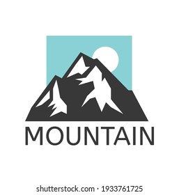 Hand Drawn Mountain Isolated. Vector Illustration Ski Resort Logo. Drawing Camping Element Winter Landscape