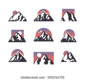 Hand Drawn Mountain Isolated. Vector Illustration Ski Resort Logo. Drawing Camping Element Winter Landscape