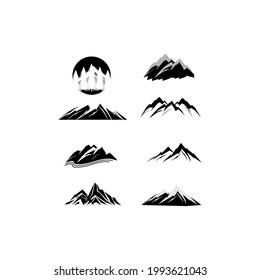 Hand Drawn Mountain Isolated. Vector Illustration Ski Resort Logo. Drawing Camping Element Winter Landscape