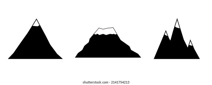 Hand Drawn Mountain Isolated. Vector Illustration. Drawing Element Winter Landscape
