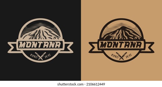 hand drawn mountain , knife, adventure logo Design