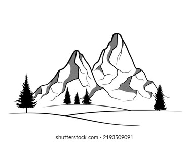 Hand drawn of mountain landscape.