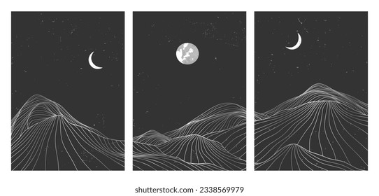 Hand drawn Mountain line arts illustration. Abstract mountain contemporary aesthetic backgrounds landscapes. use for print art, poster, cover
