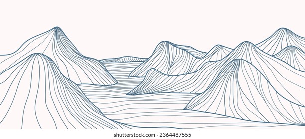 Hand drawn Mountain line arts illustration. Abstract mountain contemporary aesthetic backgrounds landscapes. use for print art, poster, cover and banner