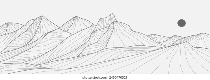 Hand drawn Mountain line arts illustration. Abstract mountain contemporary aesthetic backgrounds landscapes. use for print art, poster, cover, banner