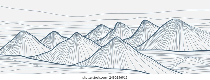 Hand drawn Mountain line arts illustration. Abstract mountain contemporary aesthetic backgrounds landscapes. use for print art, poster, cover, banner	