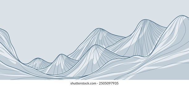 Hand drawn Mountain line arts illustration. Abstract mountain contemporary aesthetic backgrounds landscapes. use for print art, poster, cover, banner
