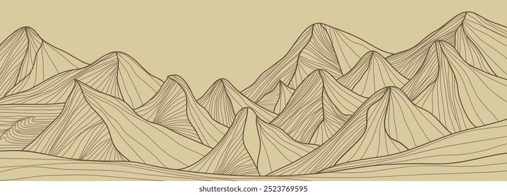 Desenhado à mão ilustração das artes da linha de Montanha. Abstrato montanha contemporâneo paisagens de fundo estético. use para arte impressa, cartaz, capa, banner