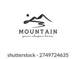 Hand Drawn Mountain Line Logo Minimal Landscape Adventure Outdoor Nature Brand Identity