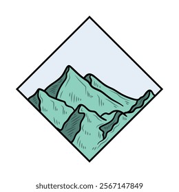 Hand Drawn Mountain Logo Colored - 07