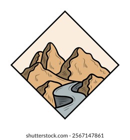 Hand Drawn Mountain Logo Colored - 09
