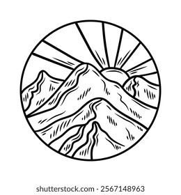 Hand Drawn Mountain Logo Colorless - 04