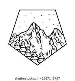 Hand Drawn Mountain Logo Colorless - 10