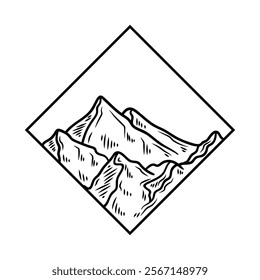 Hand Drawn Mountain Logo Colorless - 07