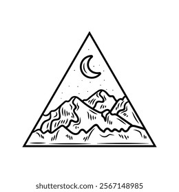 Hand Drawn Mountain Logo Colorless - 12