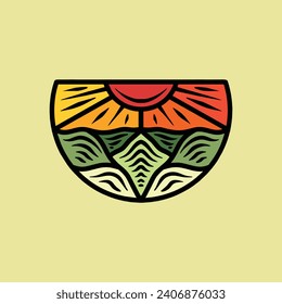 Hand Drawn Mountain Logo Design illustration vector Emblem