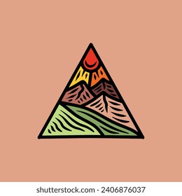 Hand Drawn Mountain Logo Design illustration vector Emblem