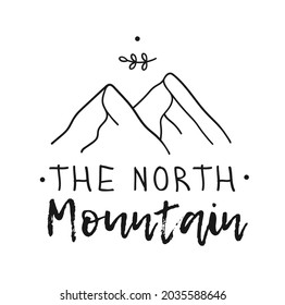 Hand drawn Mountain Logo set. Ski Resort vector icon, doodle element. Great Outdoor symbol isolated, travel label