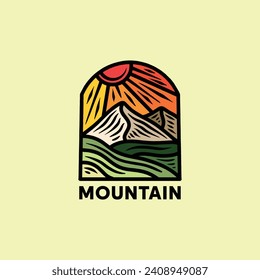 Hand Drawn Mountain Logo Symbol Design illustration vector Icon Emblem