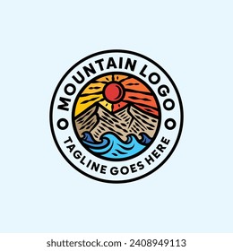 Hand Drawn Mountain Logo Symbol Design illustration vector Icon Emblem