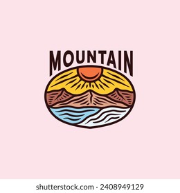 Hand Drawn Mountain Logo Symbol Design illustration vector Icon Emblem