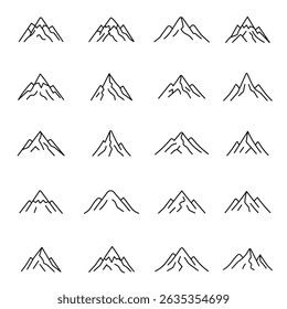Hand Drawn Mountain Outline Set Ellements