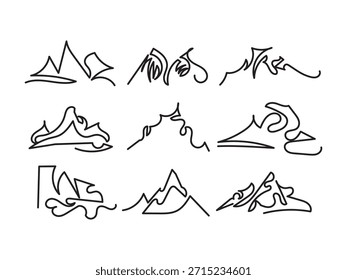 Montaña dibujada a mano perfila la colección en estilo de Vector moderno limpio